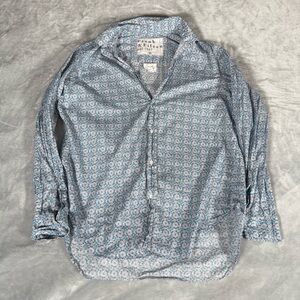 Frank & Eileen Floral Button Shirt Womens M Frank Blouse Lightweight Cotton Blue